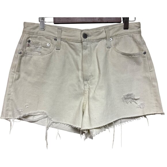AG Adriano Goldschmied Alexxis Shorts Denim Jean Cut Off White Size 31 READ NEW - Picture 1 of 9